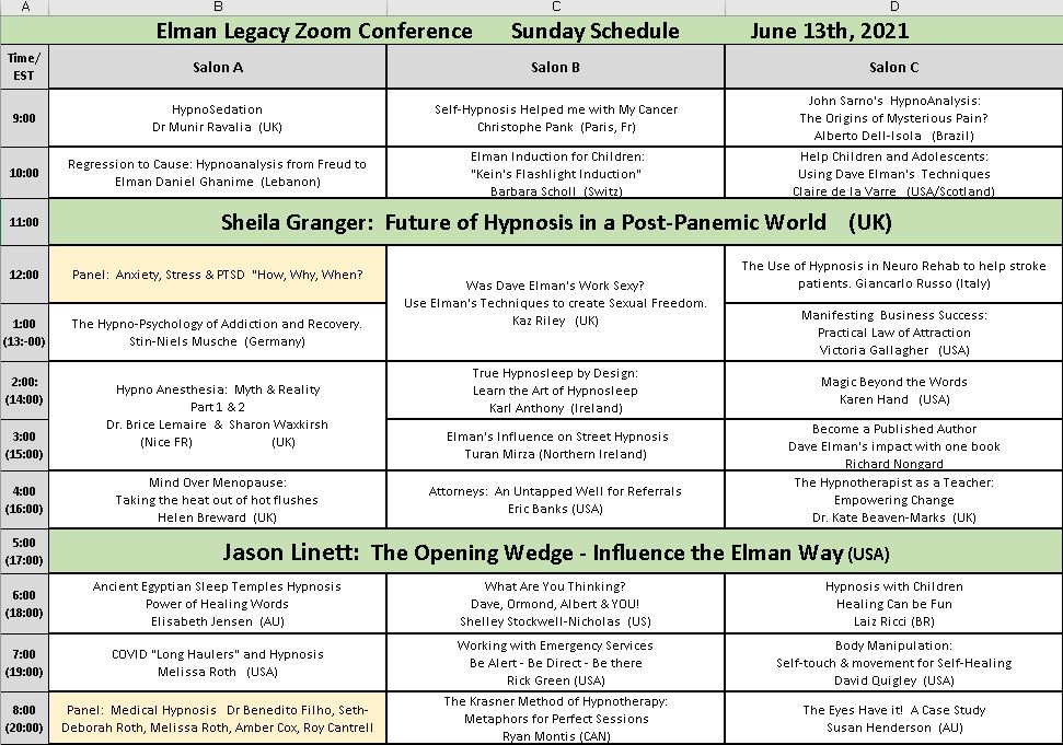 Presentation Schedule Saturday June 12th